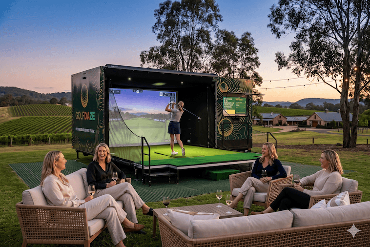 Golf Daze simulator at a hens winery experience