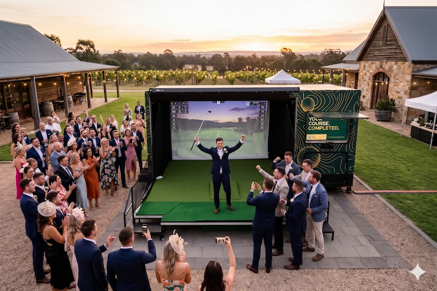 Golf Daze mobile golf simulator at an event in Hunter Valley